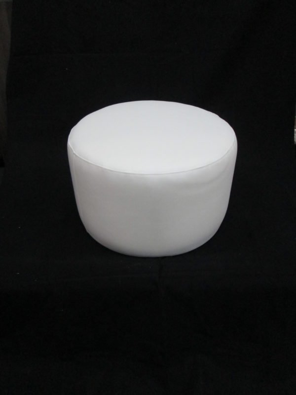RHODES, assise ronde en cuir blanc