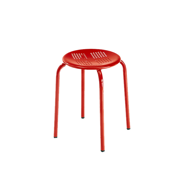 Tabouret métallique rouge