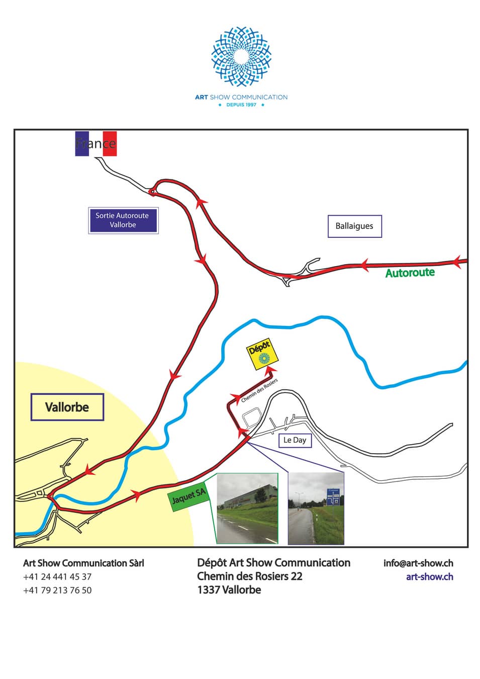 Plan d'accès du dépôt de Vallorbe